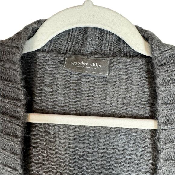 Wooden Ships Gray Open Front Semi Cropped Cardigan Wool Mohair‎ Small - Picture 5 of 7